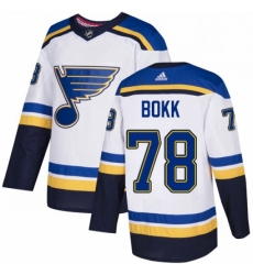 Youth Adidas St Louis Blues 78 Dominik Bokk Authentic White Away NHL Jersey 