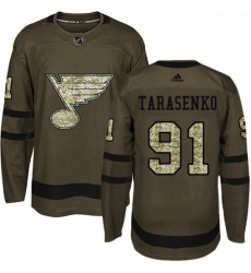 Youth Adidas St Louis Blues 91 Vladimir Tarasenko Authentic Green Salute to Service NHL Jersey 