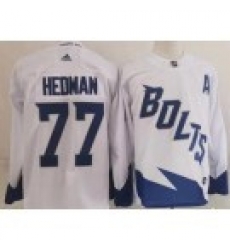 Men Tampa Bay Lightning 77 Victor Hedman White 2022 Stadium Series Authentic Jersey