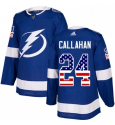 Mens Adidas Tampa Bay Lightning 24 Ryan Callahan Authentic Blue USA Flag Fashion NHL Jersey 