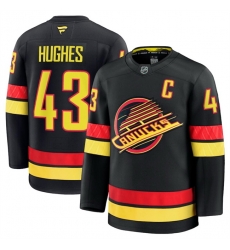 Men Vancouver Canucks 43 Quinn Hughes Black 2024 25 Alternate Stitched Hockey Jersey