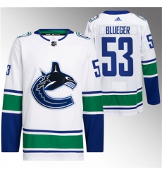 Men Vancouver Canucks 53 Teddy Blueger White Retro Stitched Jersey