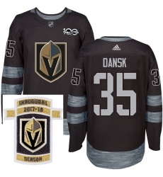 Adidas Golden Knights #35 Oscar Dansk Black 1917 2017 100th Anniversary Stitched NHL Inaugural Season Patch Jersey