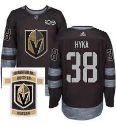 Adidas Golden Knights #38 Tomas Hyka Black 1917 2017 100th Anniversary Stitched NHL Inaugural Season Patch Jersey