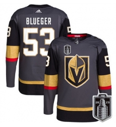 Men Vegas Golden Knights 53 Teddy Blueger Gray 2023 Stanley Cup Final Stitched Jersey