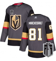 Men Vegas Golden Knights 81 Jonathan Marchessault Gray 2023 Stanley Cup Final Stitched Jersey