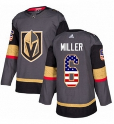 Mens Adidas Vegas Golden Knights 6 Colin Miller Authentic Gray USA Flag Fashion NHL Jersey 