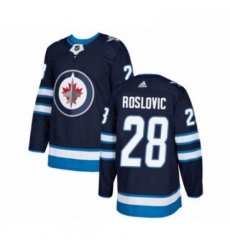 Mens Adidas Winnipeg Jets 28 Jack Roslovic Authentic Navy Blue Home NHL Jersey 