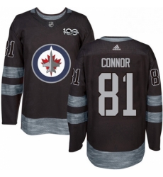 Mens Adidas Winnipeg Jets 81 Kyle Connor Authentic Black 1917 2017 100th Anniversary NHL Jersey 