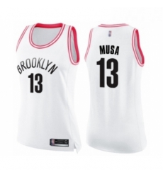 Womens Brooklyn Nets 13 Dzanan Musa Swingman White Pink Fashion Basketball Jersey 