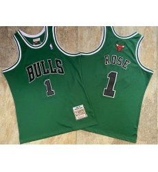 Men Chicago Bulls 1 Derrick Rose Green 2008 09 Hardwood Classics Jersey