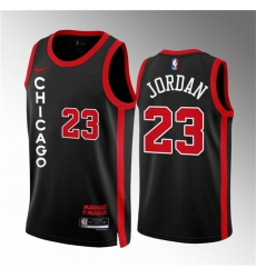 Men Chicago Bulls 23 Michael Jordan Black 2023 24 City Edition Stitched Basketball Jersey