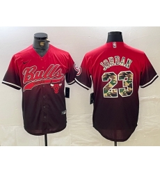 Men Chicago Bulls 23 Michael Jordan Red Black With Patch Cool Base Stitched Baseball jerseys 1