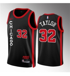 Men Chicago Bulls 32 Justin Lewis Black 2023 24 City Edition Stitched Basketball Jersey