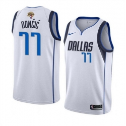 Men Dallas Mavericks 77 Luka Doncic White 2024 Finals Association Edition Stitched Basketball Jersey