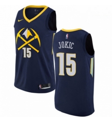 Mens Nike Denver Nuggets 15 Nikola Jokic Authentic Navy Blue NBA Jersey City Edition