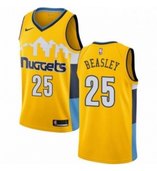 Mens Nike Denver Nuggets 25 Malik Beasley Authentic Gold Alternate NBA Jersey Statement Edition