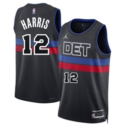 Men Detroit Pistons 12 Tobias Harris Black 2024 Statement Edition Stitched Basketball Jersey