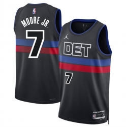 Men Detroit Pistons 7 Wendell Moore Jr Black 2024 Statement Edition Stitched Basketball Jersey