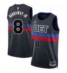 Men Detroit Pistons 8 Tim Hardaway Jr Black 2024 Statement Edition Stitched Basketball Jersey