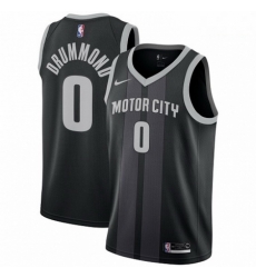 Mens Nike Detroit Pistons 0 Andre Drummond Swingman Black NBA Jersey City Edition