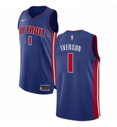 Womens Nike Detroit Pistons 1 Allen Iverson Authentic Royal Blue Road NBA Jersey Icon Edition