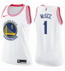 Womens Nike Golden State Warriors 1 JaVale McGee Swingman WhitePink Fashion NBA Jersey