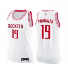 Womens Houston Rockets 19 Tyson Chandler Swingman White Pink Fashion Basketball Jerse 