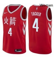 Womens Nike Houston Rockets 4 PJ Tucker Swingman Red NBA Jersey City Edition 