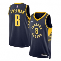 Men Indiana Pacers 8 Enrique Freeman Navy 2024 Draft Icon Edition Stitched Basketball Jersey