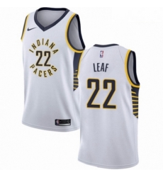 Mens Nike Indiana Pacers 22 T J Leaf Authentic White NBA Jersey Association Edition 