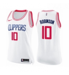 Womens Nike Los Angeles Clippers 10 Jerome Robinson Swingman Whi Pink Fashion NBA Jersey 