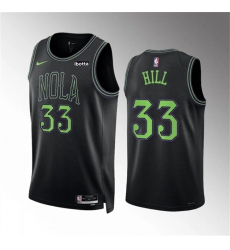 Men New Orleans Pelicans 33 Malcolm Hill Black City Edition Stitched Basketball Jersey