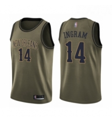 Mens New Orleans Pelicans 14 Brandon Ingram Swingman Green Salute to Service Basketball Jersey 