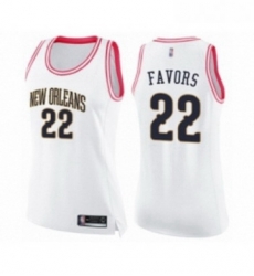 Womens New Orleans Pelicans 22 Derrick Favors Swingman White Pink Fashion Basketball Jersey 