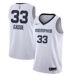 Grizzlies 33 Marc Gasol White Basketball Swingman Association Edition Jersey