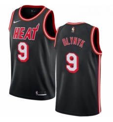 Mens Nike Miami Heat 9 Kelly Olynyk Authentic Black Black Fashion Hardwood Classics NBA Jersey 