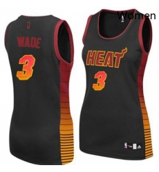 Womens Adidas Miami Heat 3 Dwyane Wade Authentic Black Vibe NBA Jersey