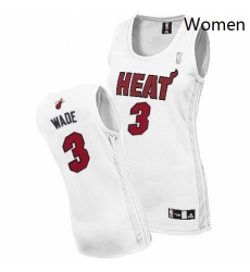 Womens Adidas Miami Heat 3 Dwyane Wade Authentic White Home NBA Jersey