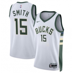 Men Milwaukee Bucks 15 Tyler Smith White 2024 Draft Association Edition Stitched Basketball Jersey
