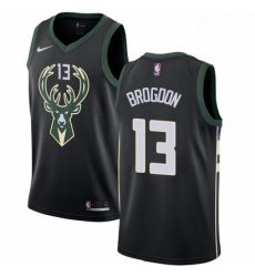 Mens Nike Milwaukee Bucks 13 Malcolm Brogdon Authentic Black Alternate NBA Jersey Statement Edition 