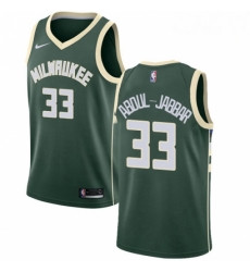 Mens Nike Milwaukee Bucks 33 Kareem Abdul Jabbar Swingman Green Road NBA Jersey Icon Edition 