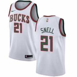 Womens Nike Milwaukee Bucks 21 Tony Snell Swingman White Fashion Hardwood Classics NBA Jersey 