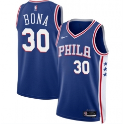 Men Philadelphia 76ers 30 Adam Bona Royal 2024 Draft Icon Edition Stitched Jersey