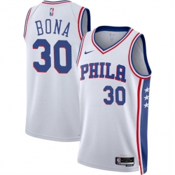 Men Philadelphia 76ers 30 Adam Bona White 2024 Draft Association Edition Stitched Jersey