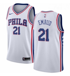 Mens Nike Philadelphia 76ers 21 Joel Embiid Authentic White Home NBA Jersey Association Edition