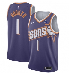 Men Phoenix Suns 1 Devin Booker Purple 2023 Icon Edition Stitched Basketball Jersey