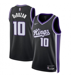 Men Sacramento Kings 10 DeMar DeRozan Black Icon Edition Swingman Stitched Basketball Jersey