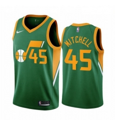 Men Utah Jazz 45 Donovan Mitchell Green NBA Swingman 2020 21 Earned Edition Jersey