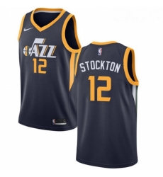 Youth Nike Utah Jazz 12 John Stockton Swingman Navy Blue Road NBA Jersey Icon Edition